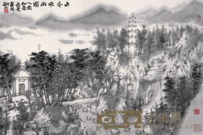 张谷旻 2005年作 西泠秋雨图 镜心 62×92cm